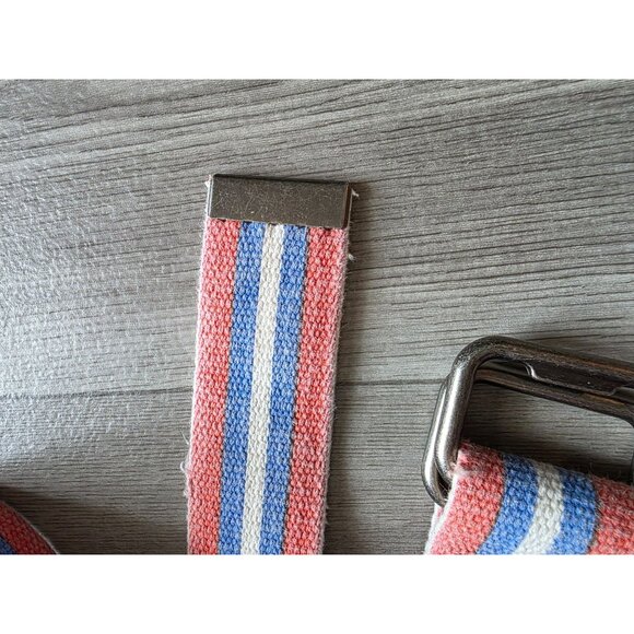 American Eagle Outfitters Striped Canvas Belt With Anchor Patch One Size Cotton - Picture 7 of 10